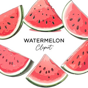 Wassermelone Clipart Bundle, Aquarell Sommer Obst Scheiben PNG Clip Art Digital Download Kommerzielle Nutzung Einladungen Scrapbooking