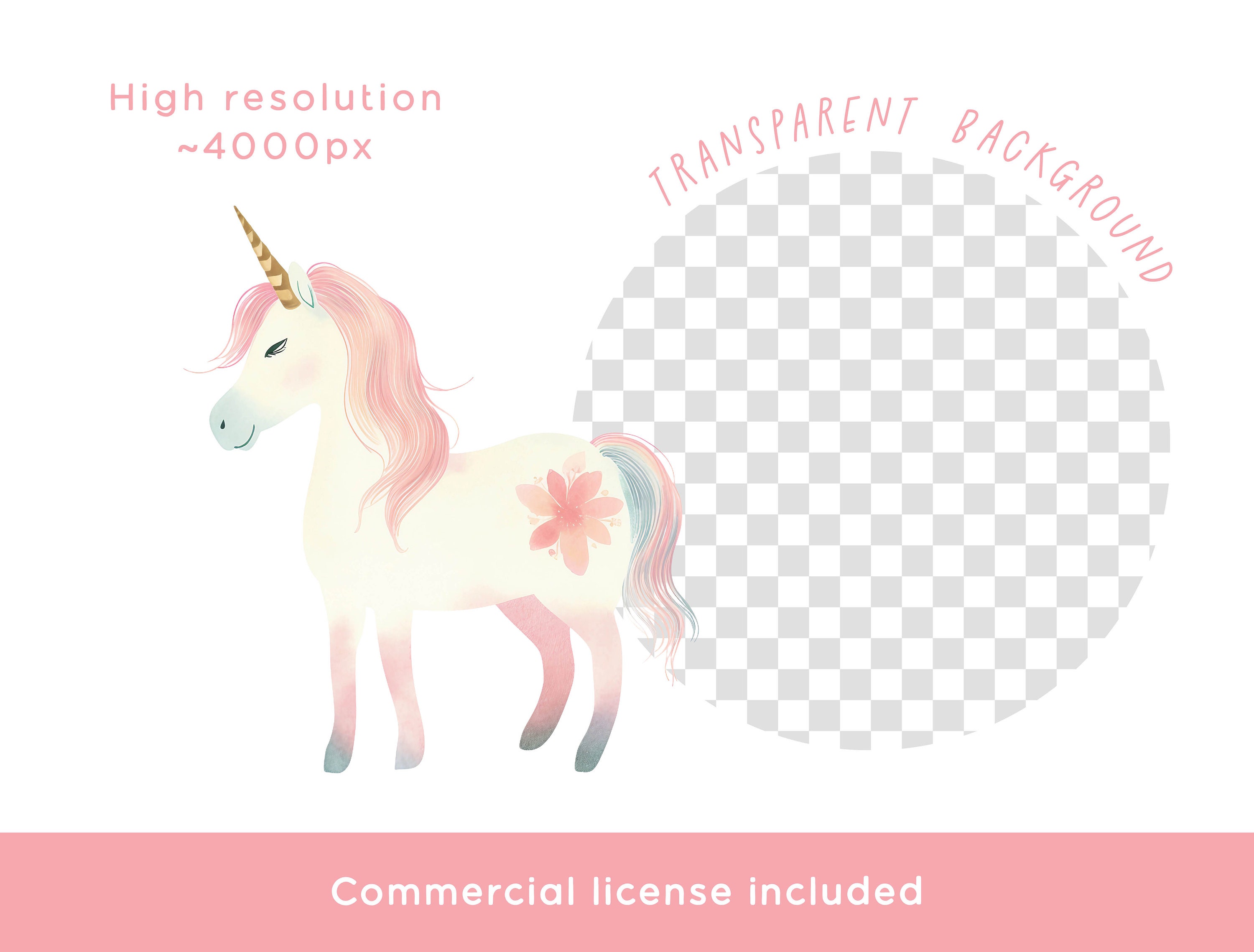Unicorn Clipart Bundle - Watercolor Magical Pastel Rainbow Unicorns PNG ...