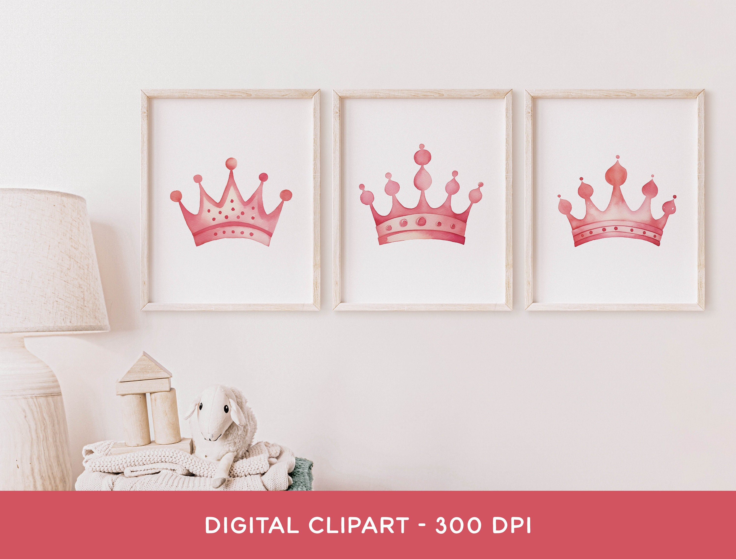 Crowns Clipart Bundle - Watercolor Pink Princess Crowns Hand Painted ...