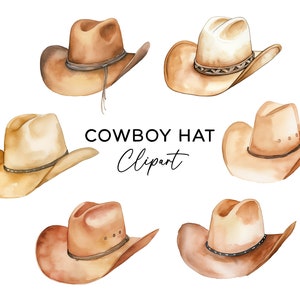 Paquete de imágenes prediseñadas de sombrero de vaquero, acuarela Rodeo Wild West Hats Clip Art PNG Gráficos para invitaciones niños artesanías descarga digital uso comercial