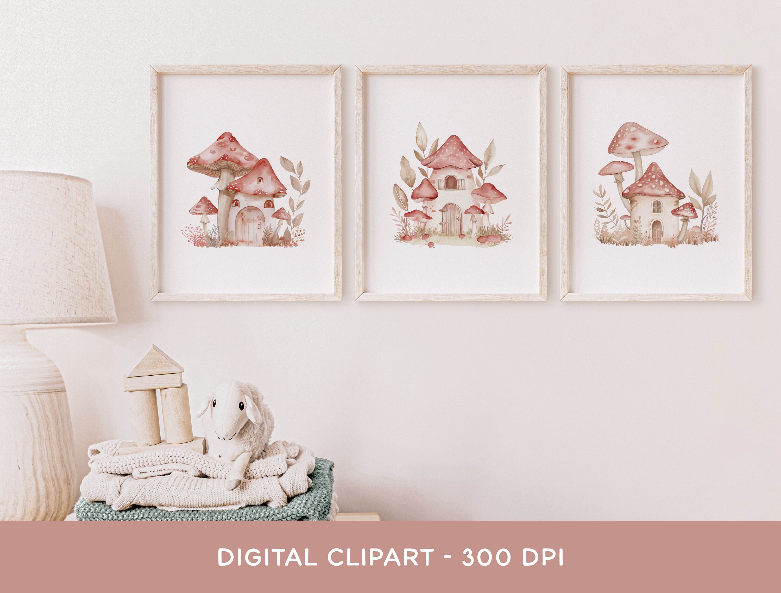 Fairy Mushroom Clipart Bundle - Whimsical Blush Pink Magical Fairy ...