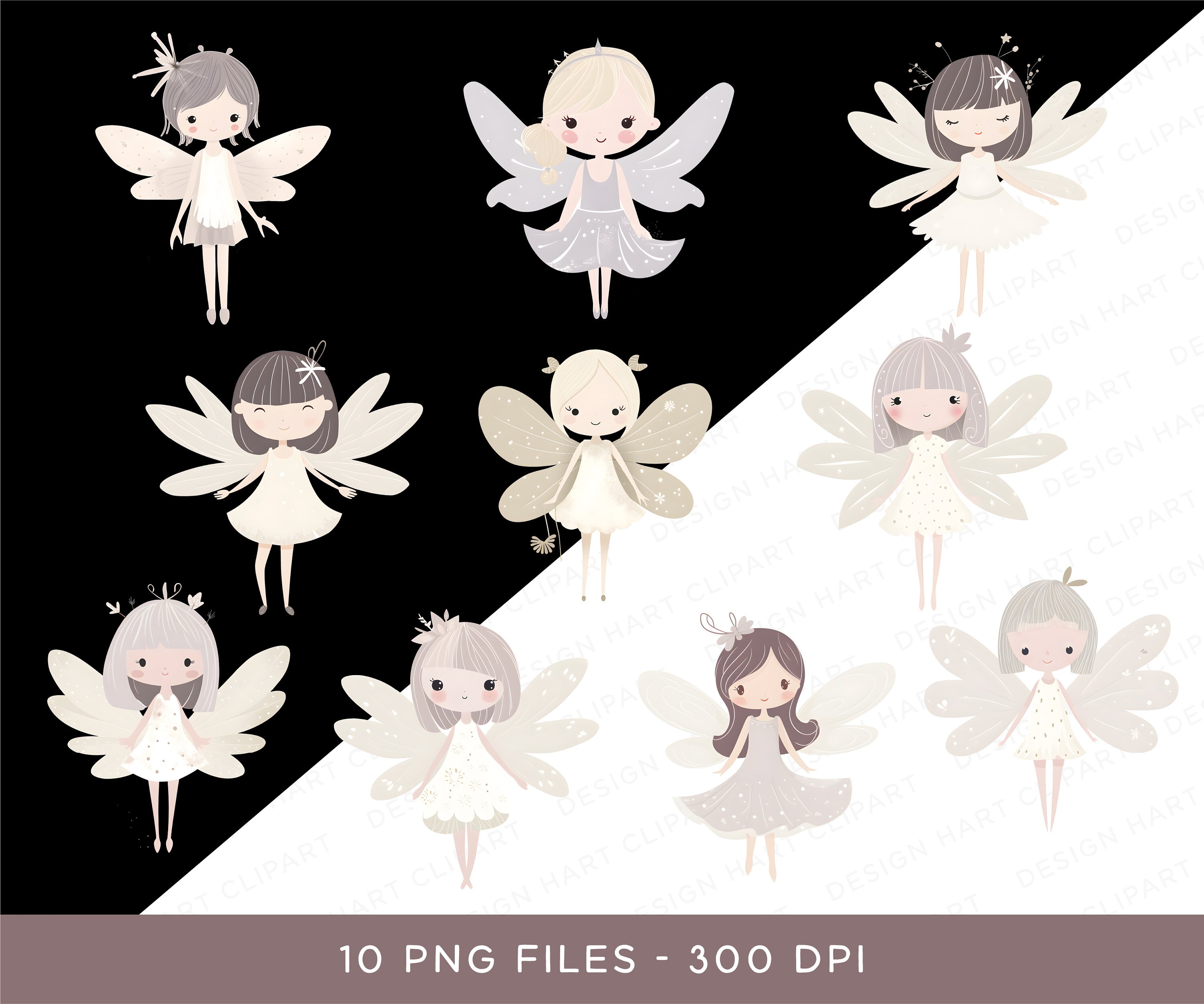 Fairy Clipart Bundle Pastel Whimsical Sublimation Graphics, Magical PNG ...