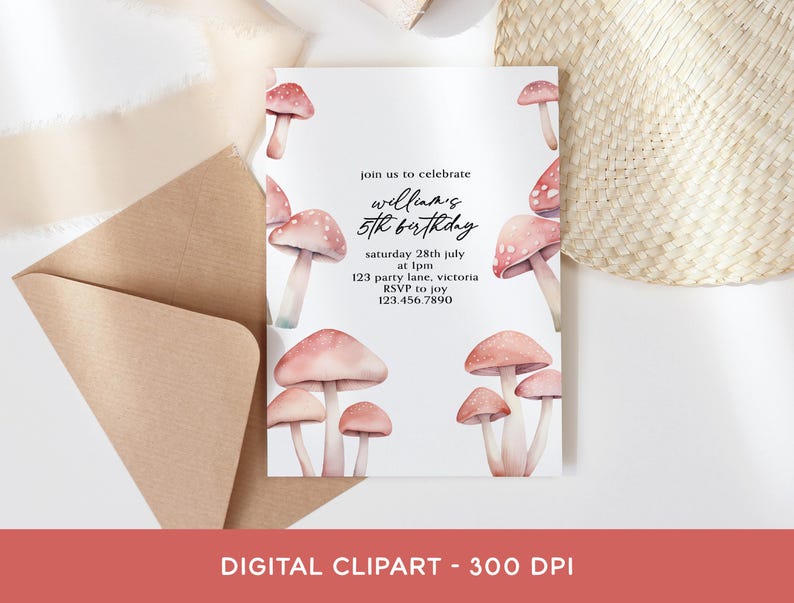 Pink Mushroom Clipart Bundle - Whimsical Blush Pink Magical Fairy ...
