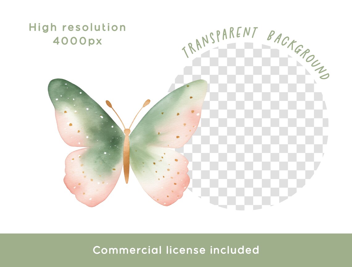 Watercolor Butterfly Clipart Bundle, PNG Sublimation Graphics Digital ...
