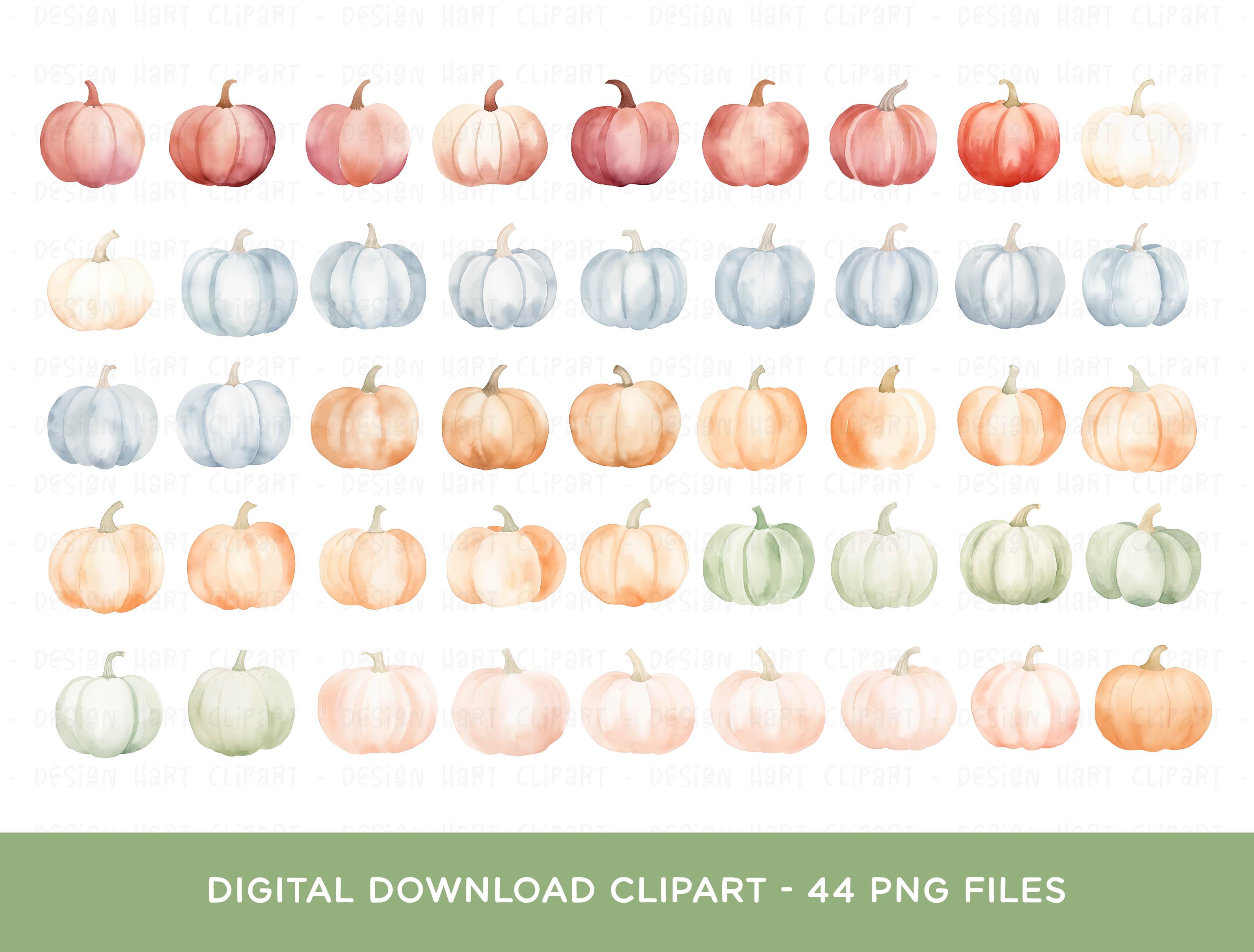 Pumpkin Clipart Bundle, PNG Graphics Digital Download Watercolor Rustic ...
