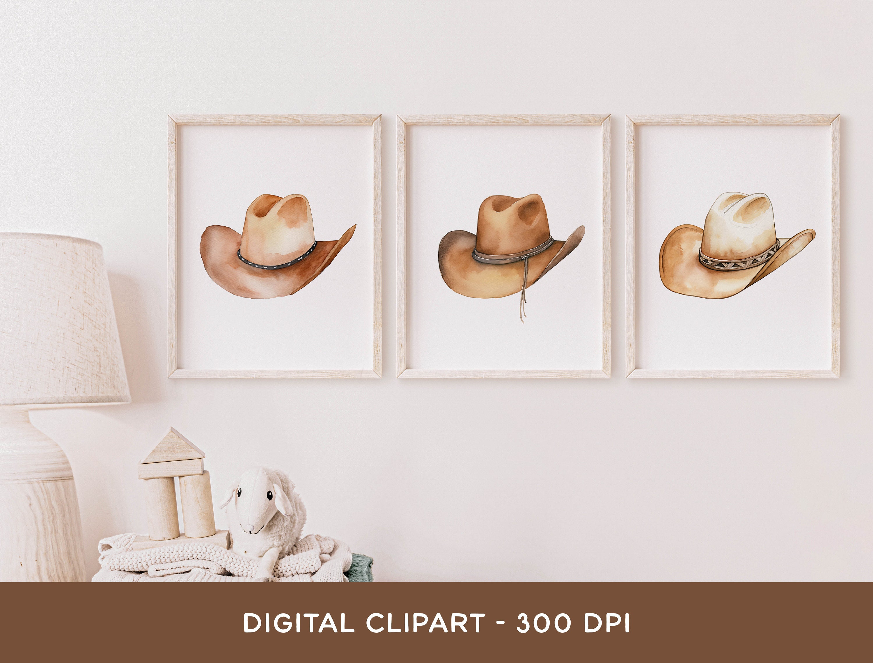 Cowboy Hat Clipart Bundle, Watercolor Rodeo Wild West Hats Clip Art PNG ...