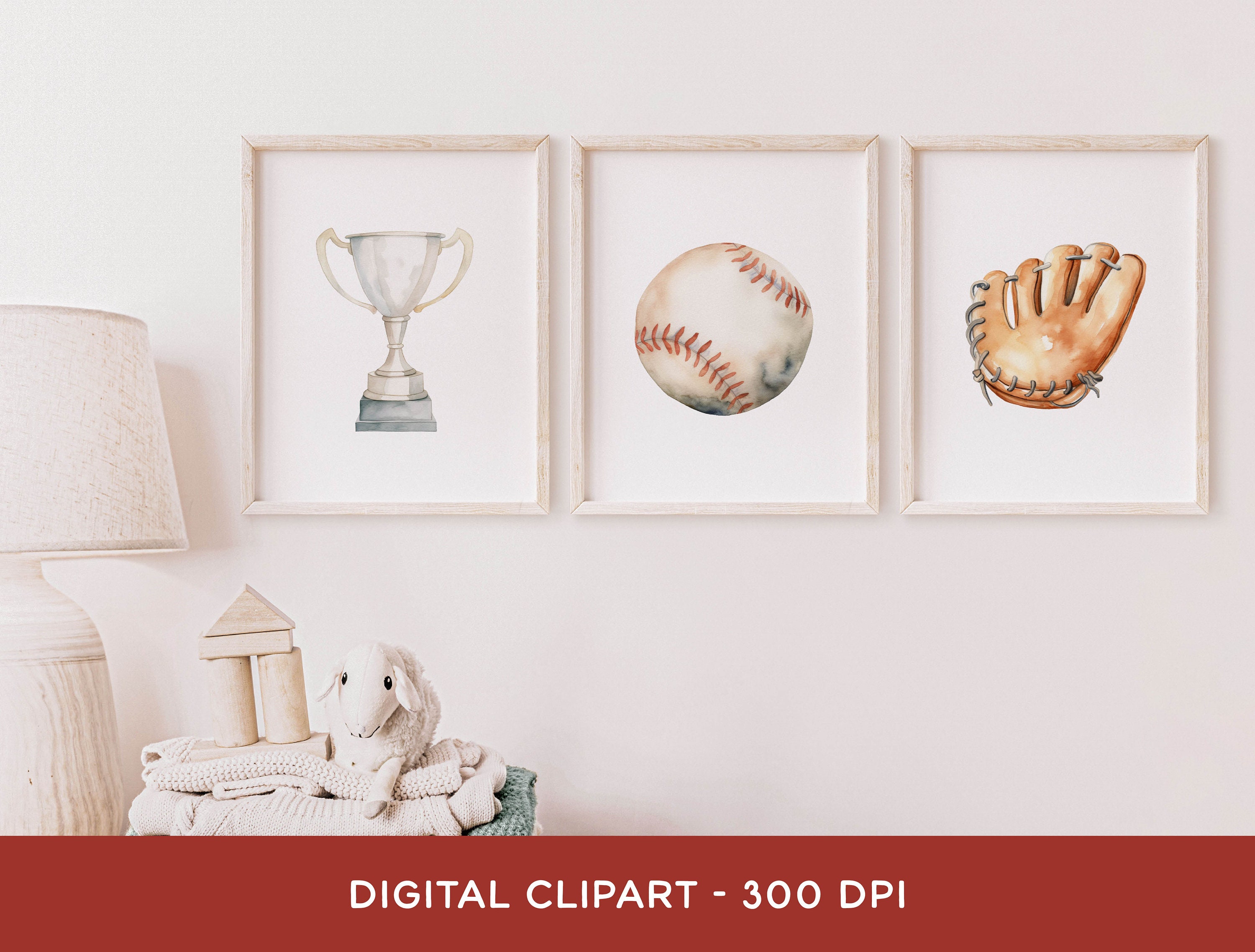 Baseball Clipart Bundle, Sport Baseball Watercolor PNG Ball Glove Bat ...