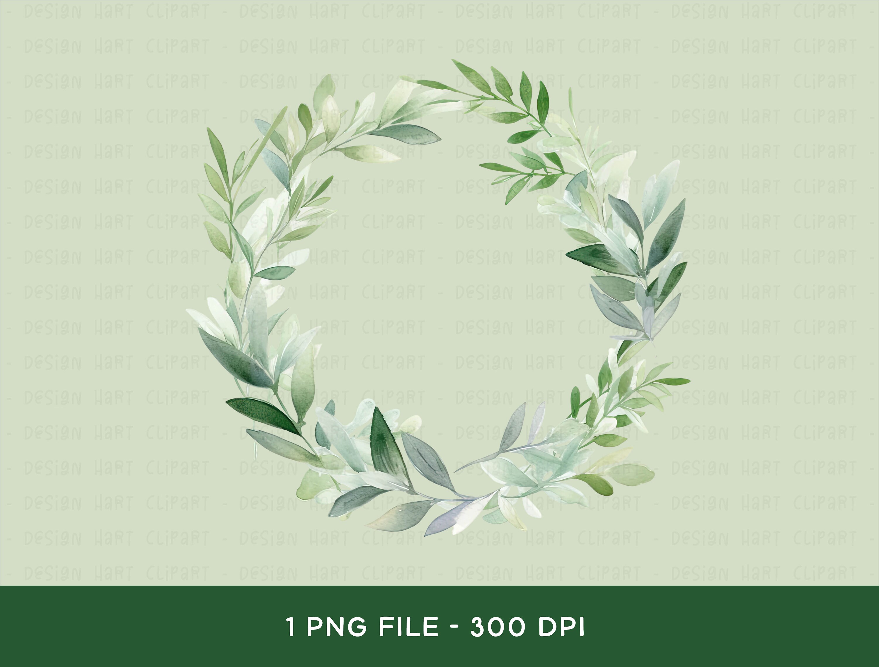 Eucalyptus Wreath Clipart, Watercolor Botanical Greenery PNG Graphic ...