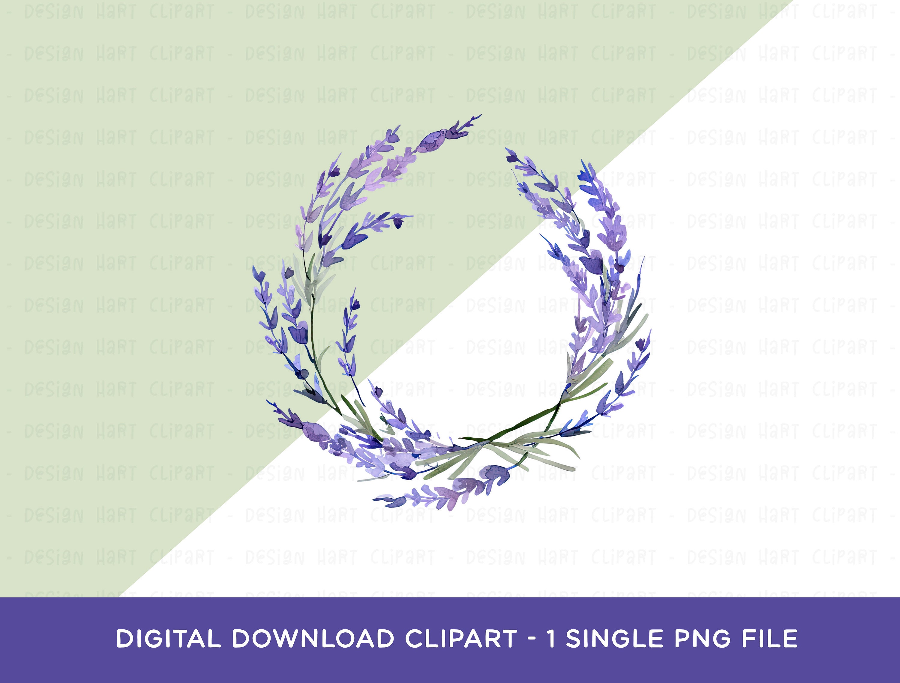 Lavender Wreath Clipart - Watercolor Purple Floral Sprigs PNG Wedding ...