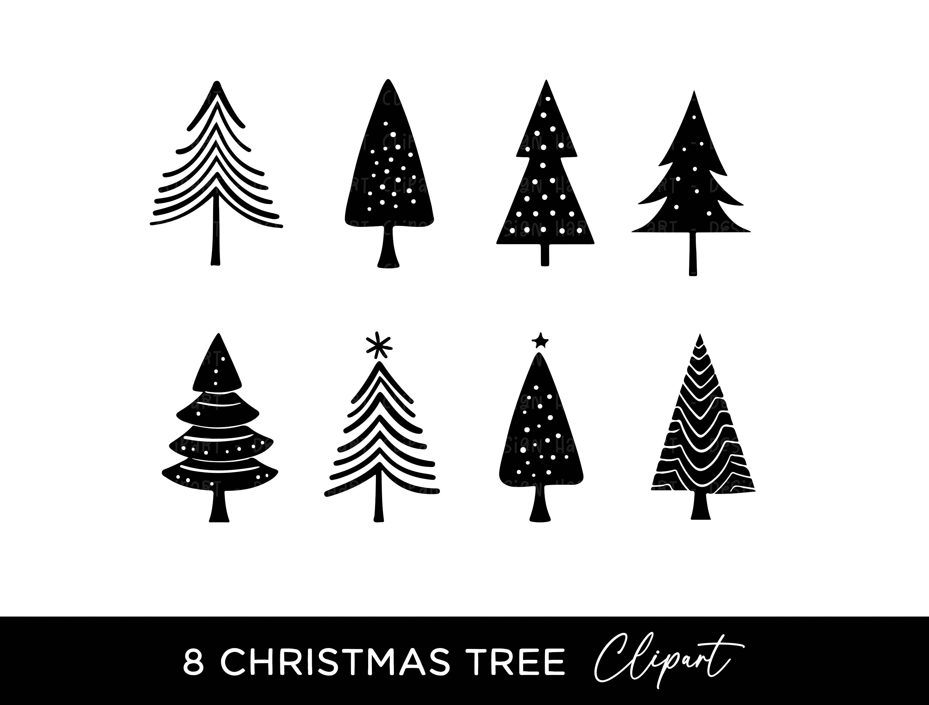 Christmas Tree Clipart Bundle, PNG SVG Black \u0026 White Silhouettes Digital  Download Commercial Use Xmas Holiday Sublimation Graphics Clip Art - Etsy, image size:3000x2278