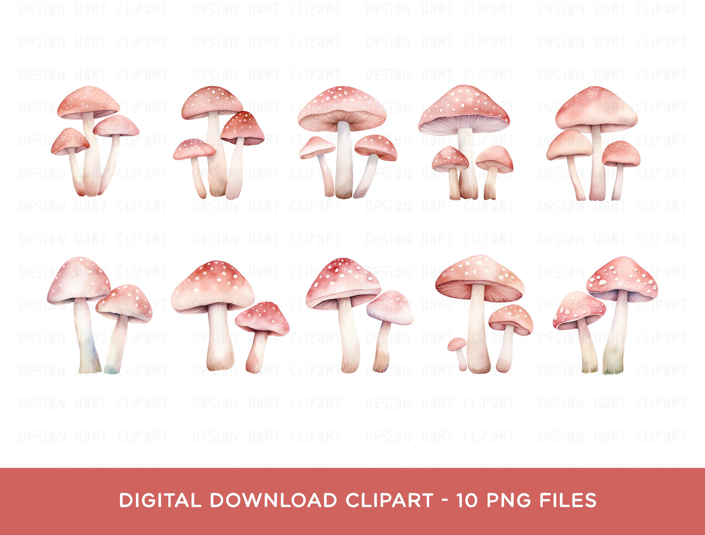 Pink Mushroom Clipart Bundle - Whimsical Blush Pink Magical Fairy ...