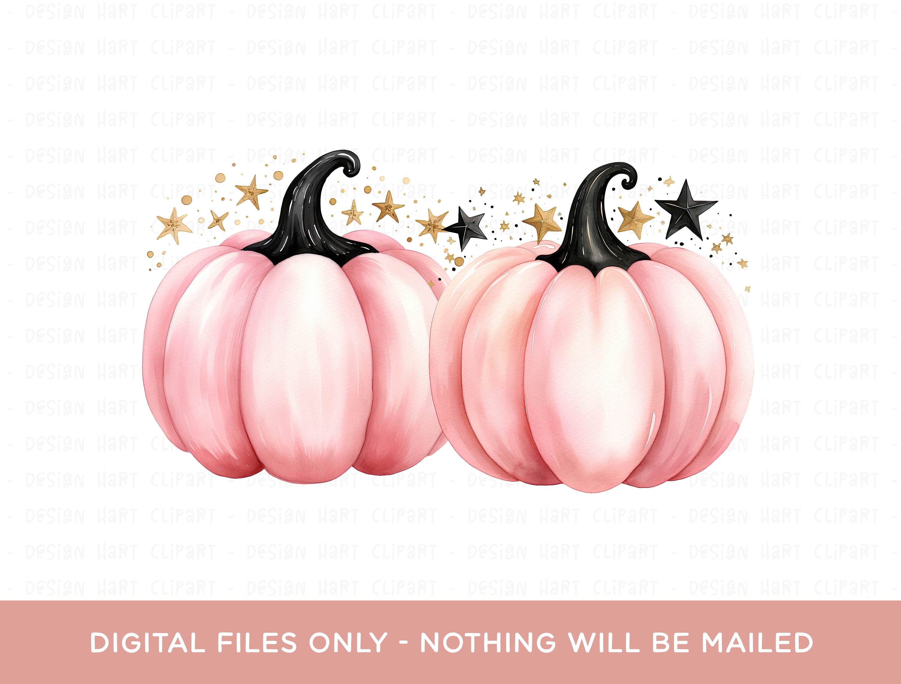 Pumpkin Watercolor Clipart Bundle, Commercial Use PNG Sublimation Pink ...