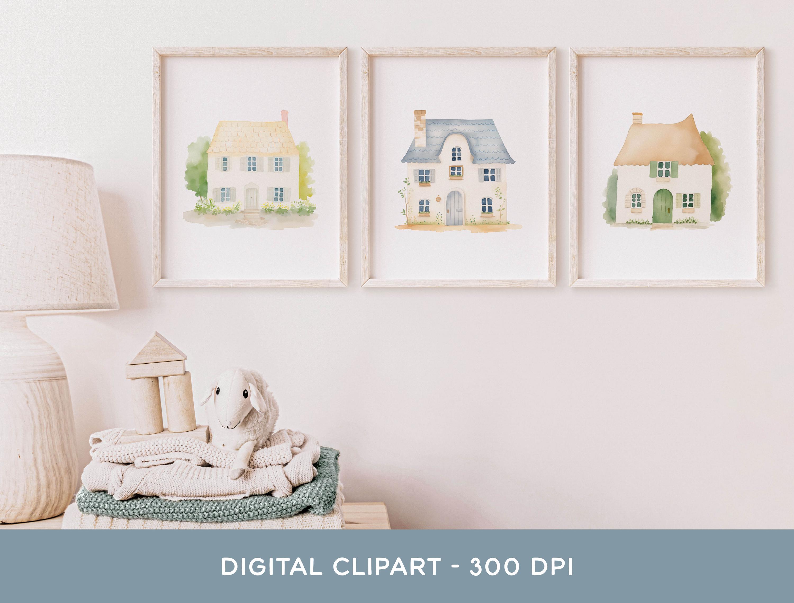 House Clipart Bundle Set, PNG Graphic Digital Download Watercolor ...