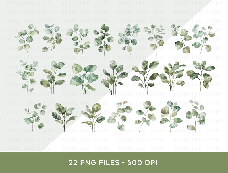 Greenery Clipart Bundle - Watercolor Foliage Eucalyptus Botanical ...