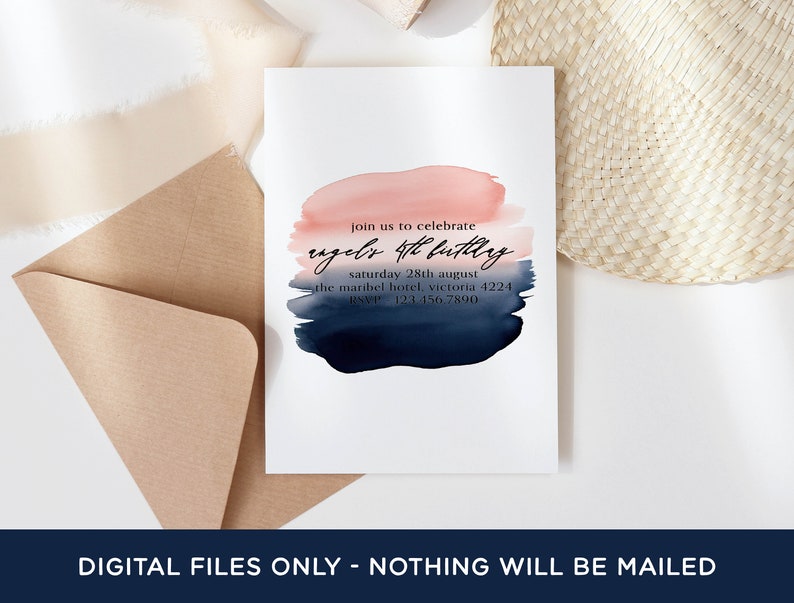 Brush Stroke Clipart Bundle Watercolor Blush Pink Navy Blue Smudge ...