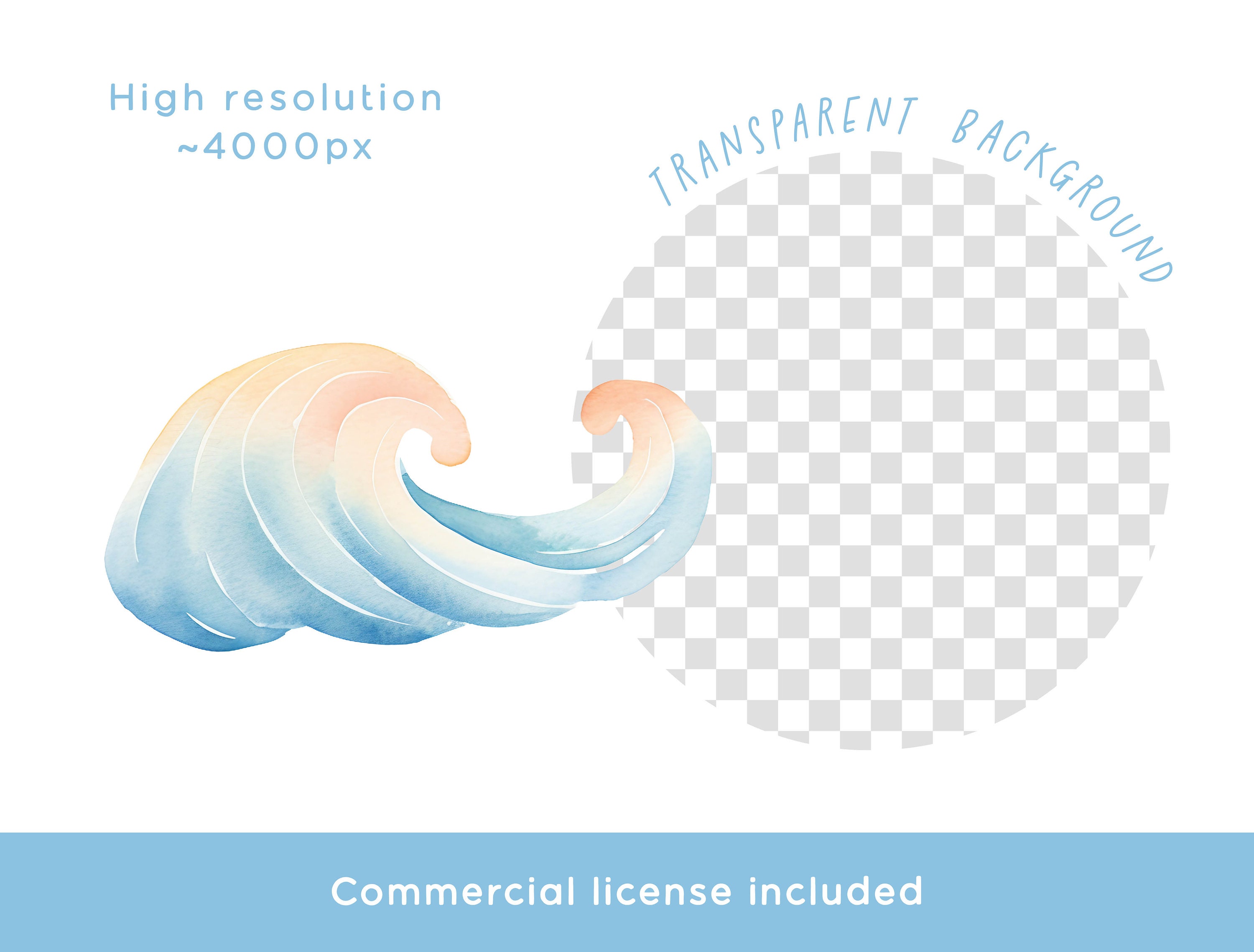 Beach Clipart Bundle - Pastel Watercolor Ocean Palm Tree Sun Waves PNG ...