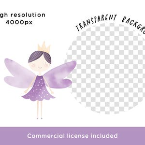 Fairy Clipart Bundle, PNG Digital Download Watercolor Purple Magical ...