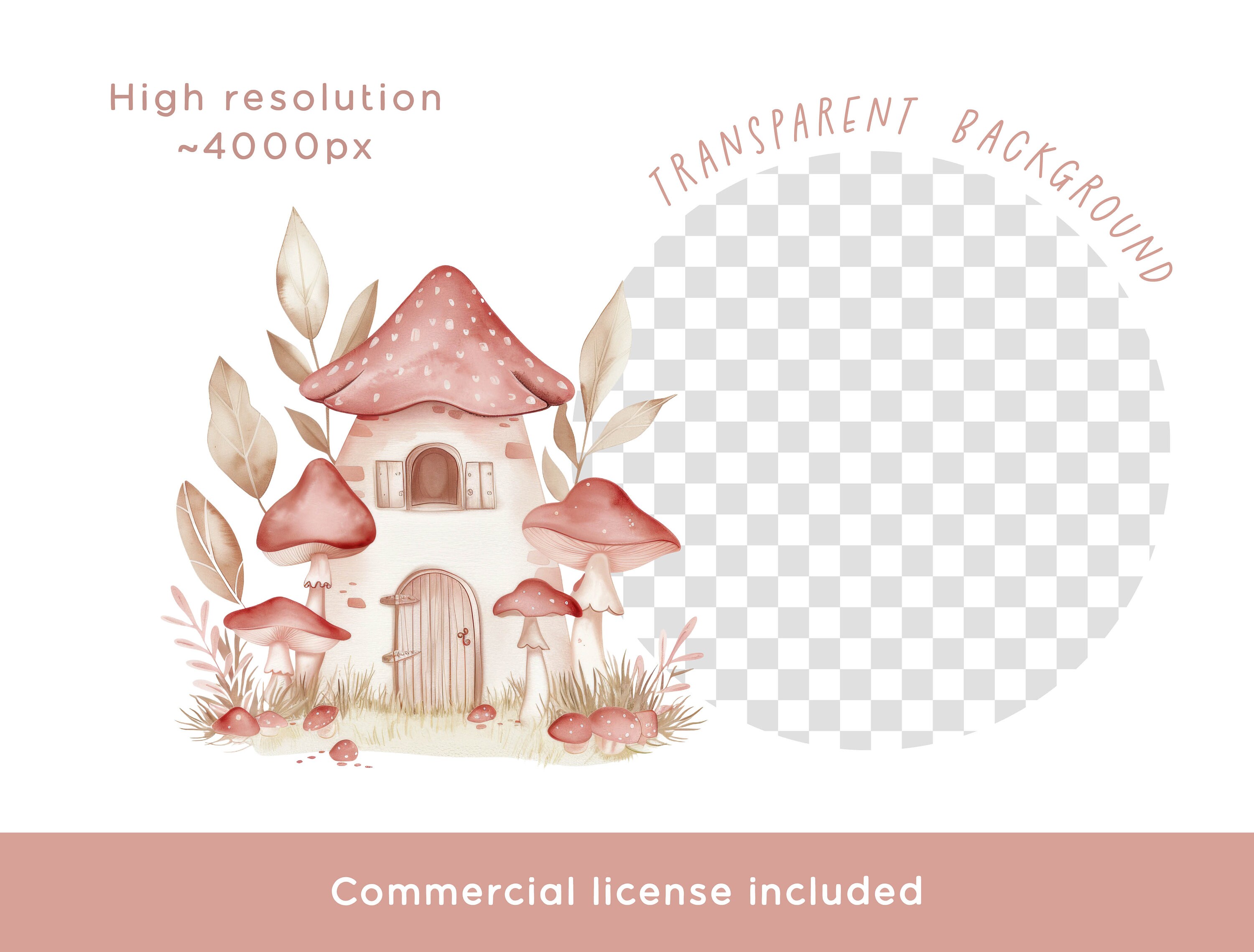 Fairy Mushroom Clipart Bundle - Whimsical Blush Pink Magical Fairy ...