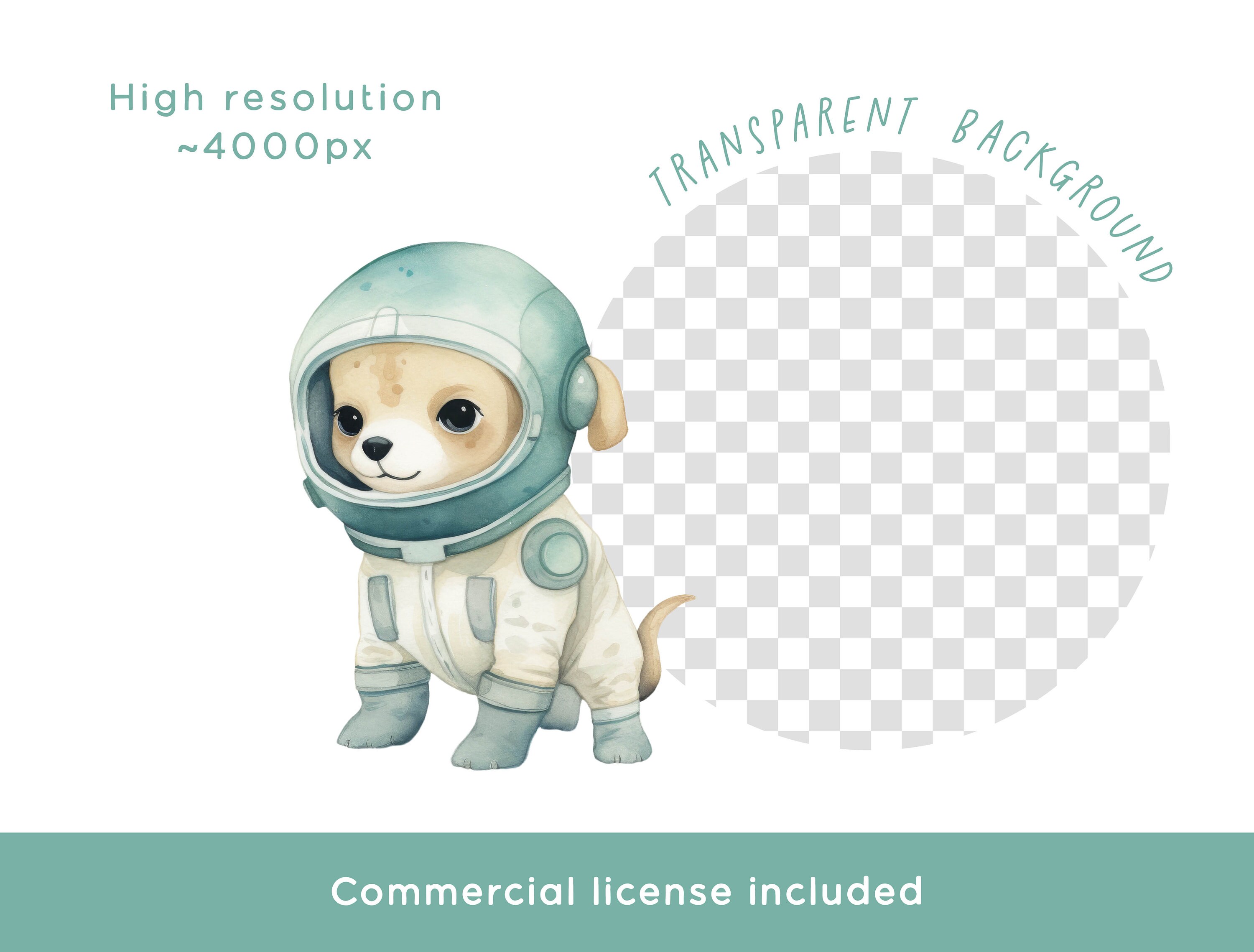 Astronaut Puppy Clipart - Watercolor Space Dog Galaxy Rocket Ship ...