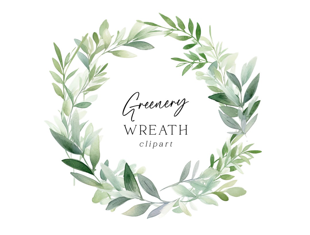 Eucalyptus Wreath Clipart, Watercolor Botanical Greenery PNG Graphic ...