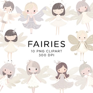 Fairy Clipart Bundle - Pastel Whimsical Sublimation Graphics, Magical PNG Designs for DIY Crafts Invitations, Commercial Use Fairy Clipart