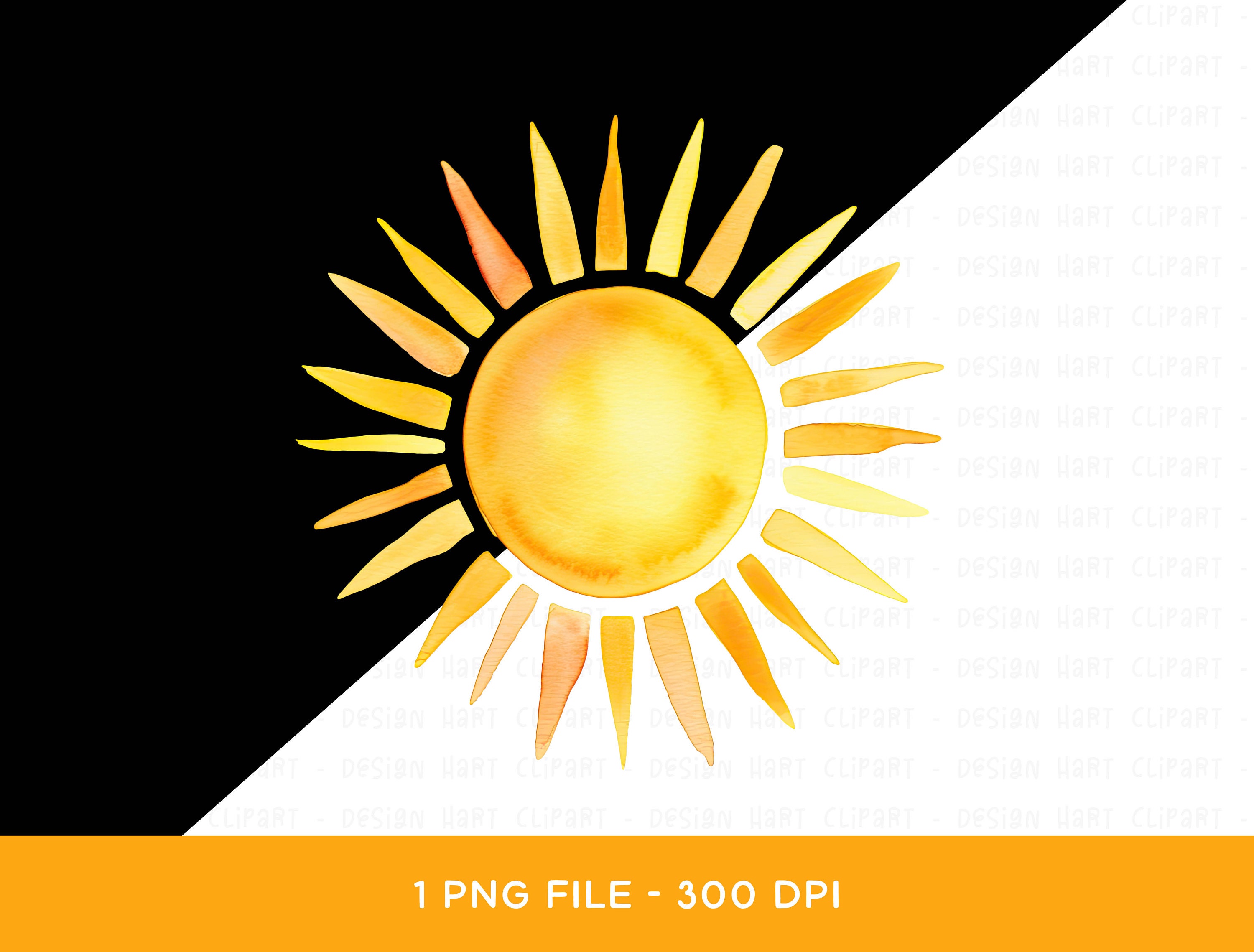 Sun Clipart PNG, Watercolor Yellow Sun PNG Digital Download Sun Clipart PNG, Watercolor Yellow Sun PNG Digital Download