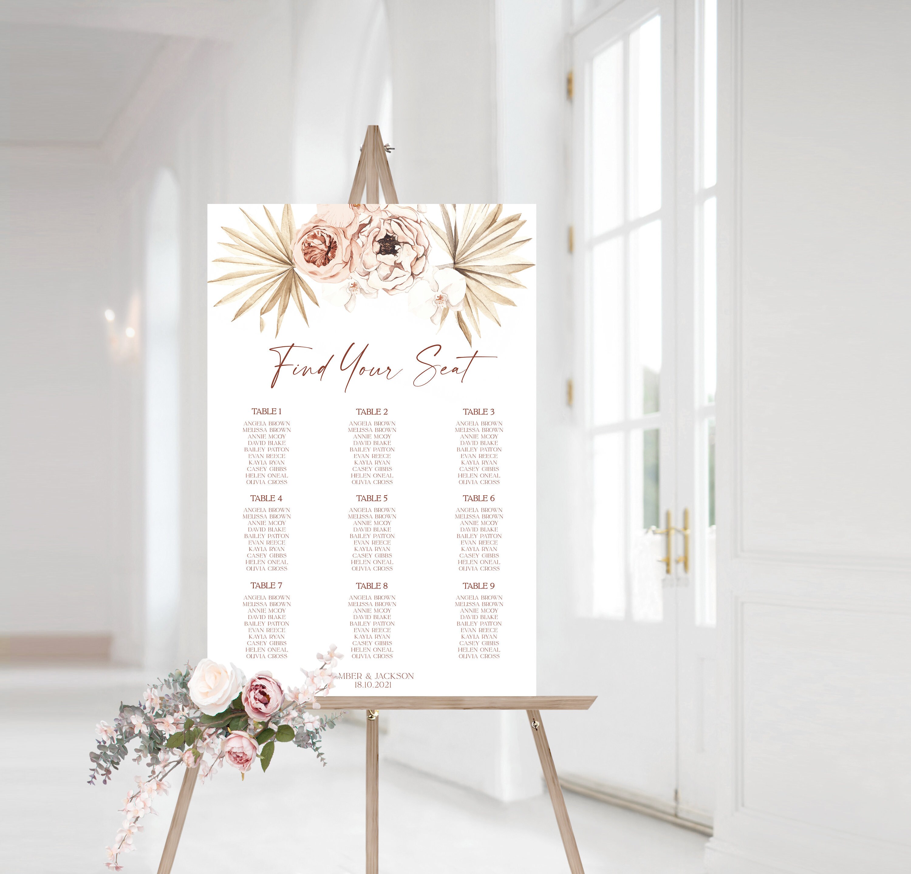 Printable Editable Seating Plan Wedding Table Seating Poster 24x36 Seat