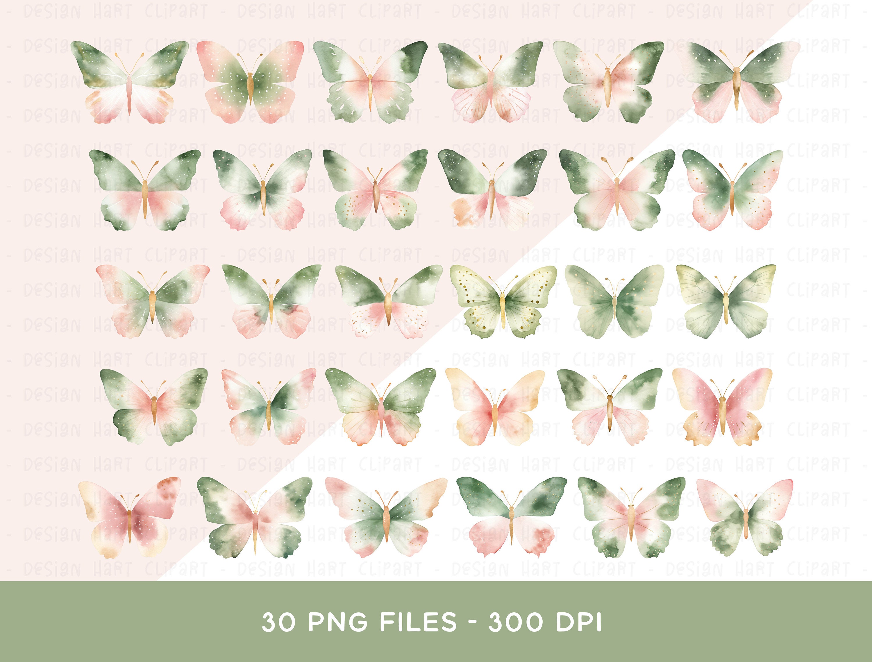 Watercolor Butterfly Clipart Bundle, PNG Sublimation Graphics Digital ...