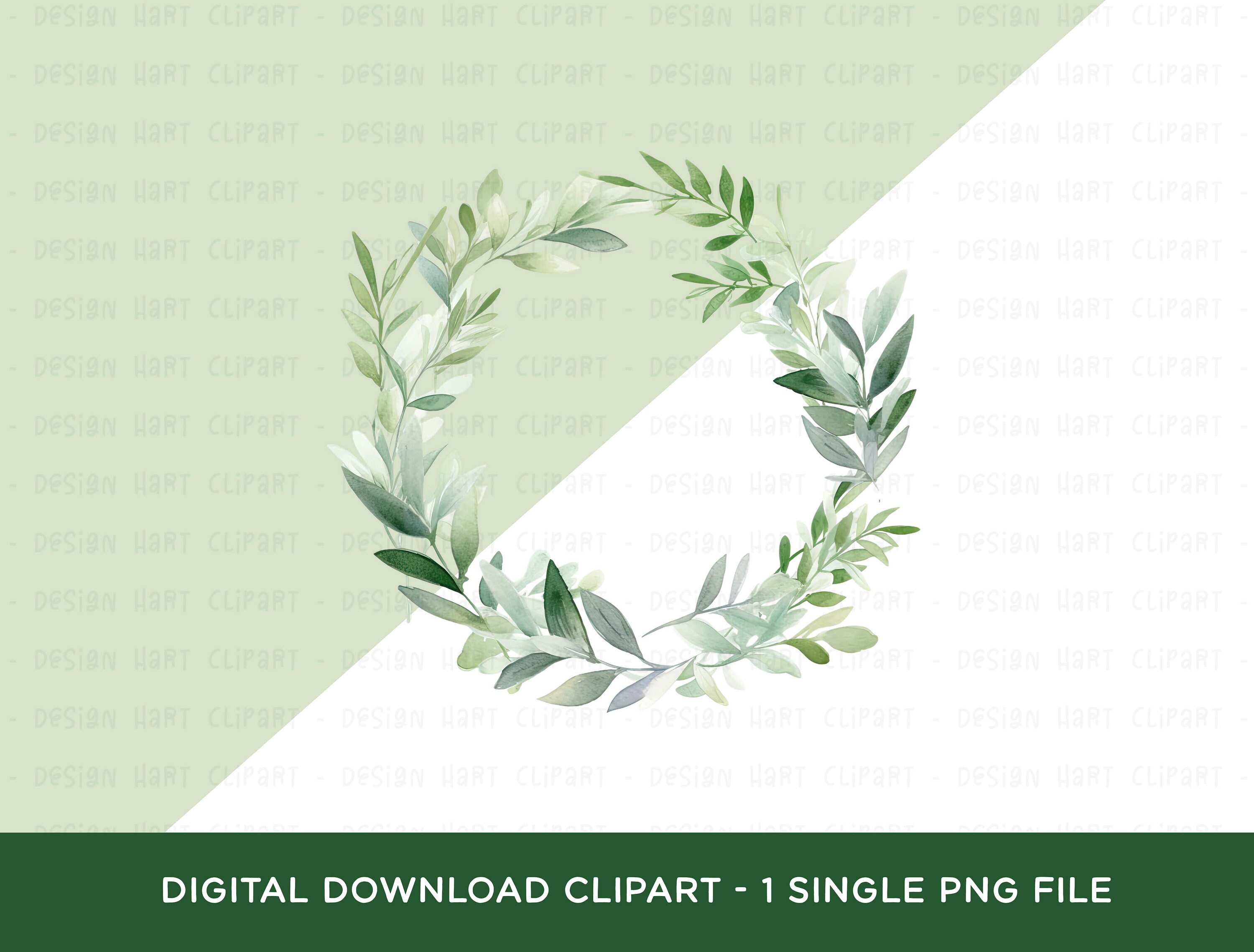 Eucalyptus Wreath Clipart, Watercolor Botanical Greenery PNG Graphic ...