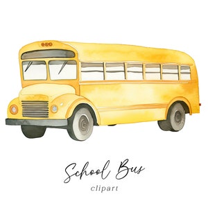 Schoolbus clipart-aquarel gele schoolbus PNG voor educatieve ambachtelijke projecten wenskaarten Wall Art digitale download commercieel gebruik