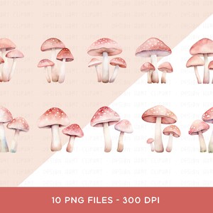 Pink Mushroom Clipart Bundle - Whimsical Blush Pink Magical Fairy ...