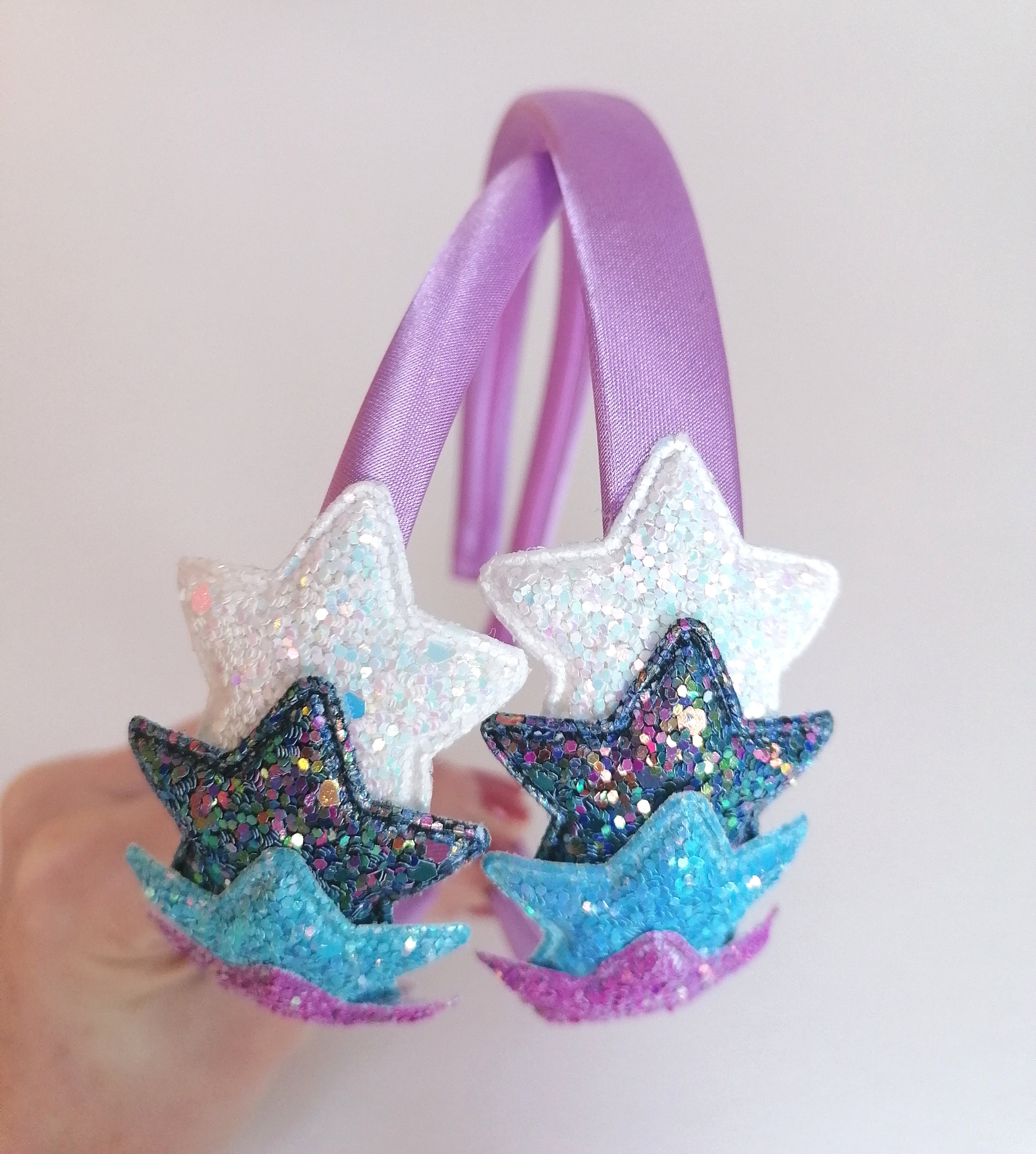 ヘアアクセサリー herlipto Velour Stars Headband Lilac Star Hairband | 4 Sparkly Star Aliceband | Star