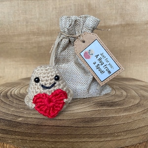 Handmade Crochet Potato 'A Hug from a Spud' Amigurumi Plushie, perfect well being gift.