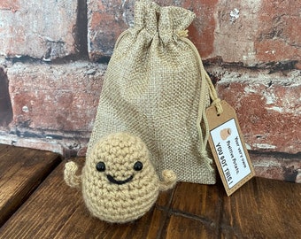 Handmade Crochet Positive Potato Amigurumi Plushie, perfect well being gift.