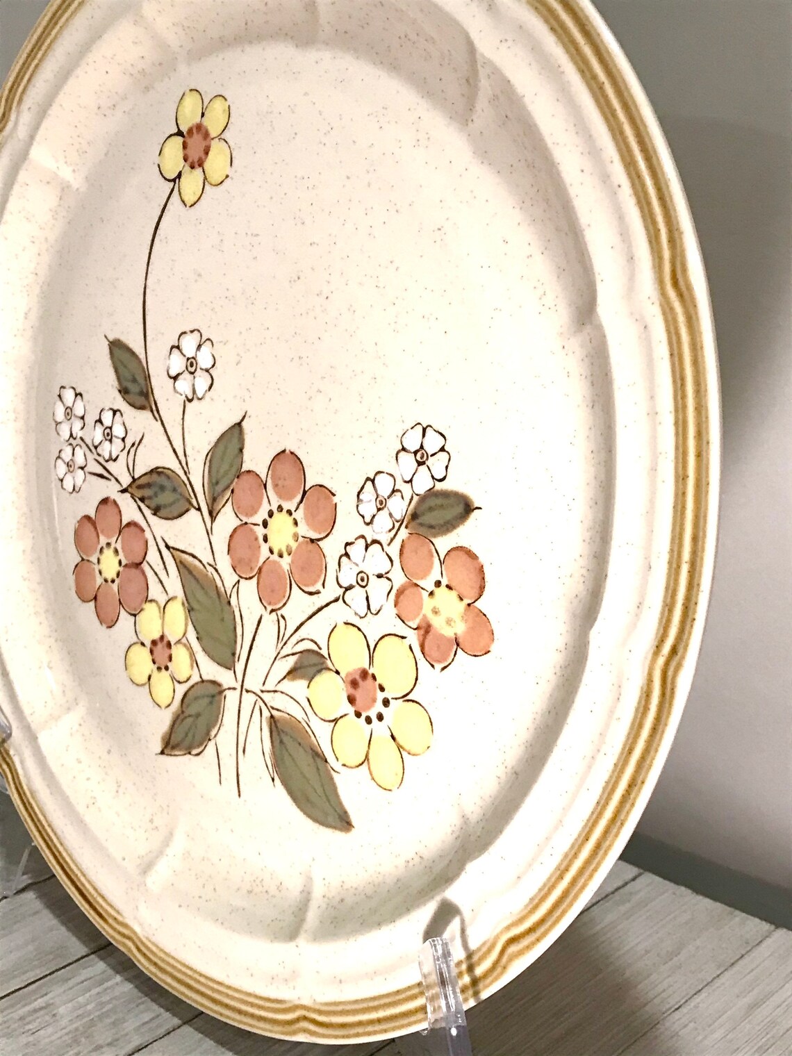Vintage stoneware 12 chop plate Crown Manor hand painted Etsy