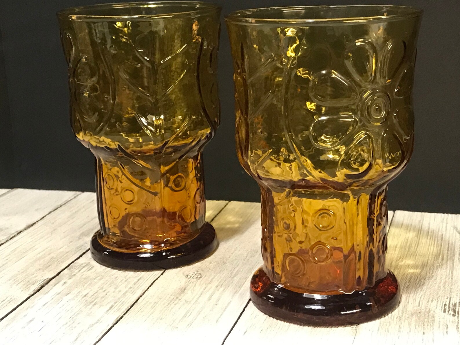 Vintage Libby set of 2 amber colored glass water tumblers Etsy