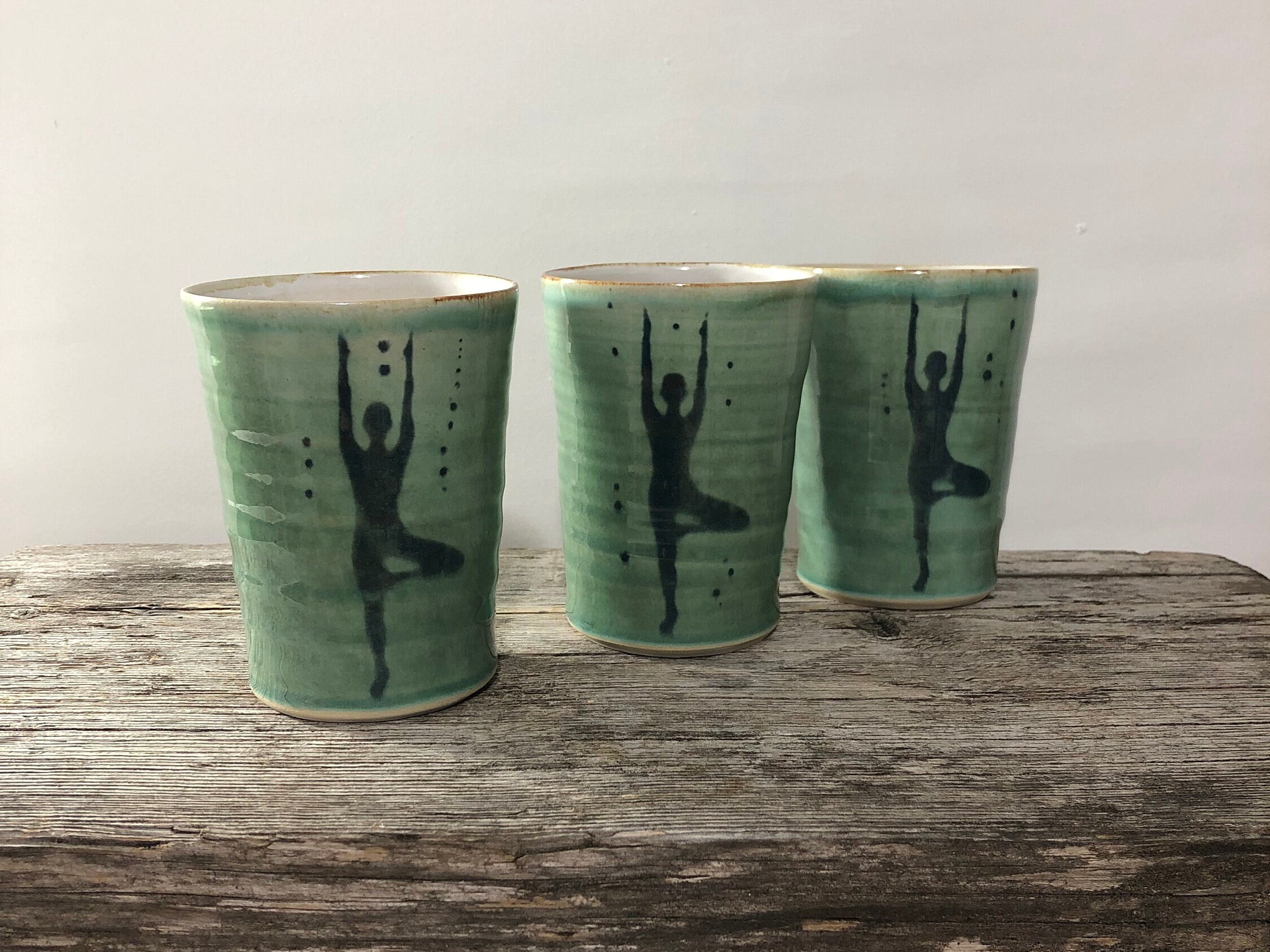 Tasses à Boire en Céramique Faites La Main Pour Boissons Chaudes et Froides avec Motif de Yoga, Tass