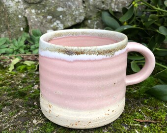 Ceramic coffee mug with handle handmade rosé matt, natura style minimalist large cup 250 ml for tea/coffee with milk/cappuccino/cocoa