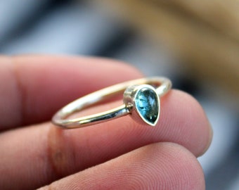 925 Solid Silver Ring Pear Cut Gemstone Ring For Women Tourmaline Women ring Natural Brown Tourmaline Ring Christmas Or New Year Gift