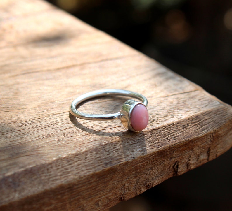 Gemstone Ring October Birthstone Ring Handmade Birthstone Ring Fine Jewelry Pink Opal Ring Gift Opal Gemstone Stacking Ring