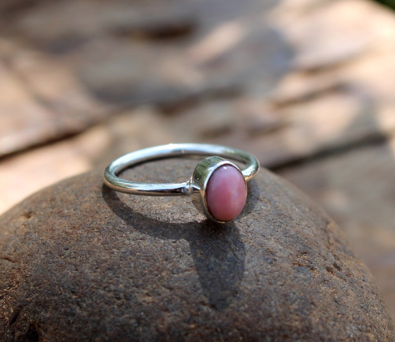 Gemstone Ring October Birthstone Ring Handmade Birthstone Ring Fine Jewelry Pink Opal Ring Gift Opal Gemstone Stacking Ring