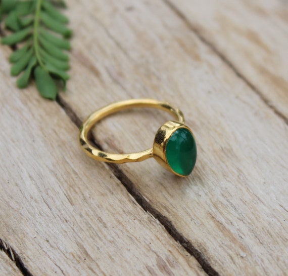 Green colour stone gold ring online