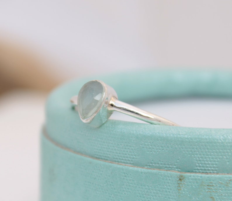 Natural Chalcedony Gemstone Ring Aqua Chalcedony Blue Gemstone Stacking Ring Aqua Chalcedony Gift Sagittarius Birthstone