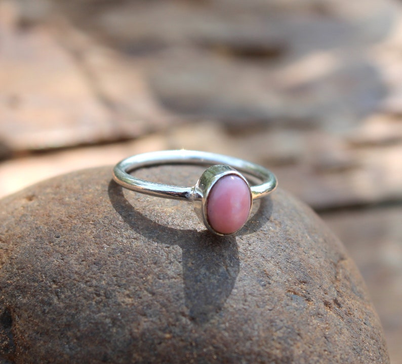 Gemstone Ring October Birthstone Ring Handmade Birthstone Ring Fine Jewelry Pink Opal Ring Gift Opal Gemstone Stacking Ring