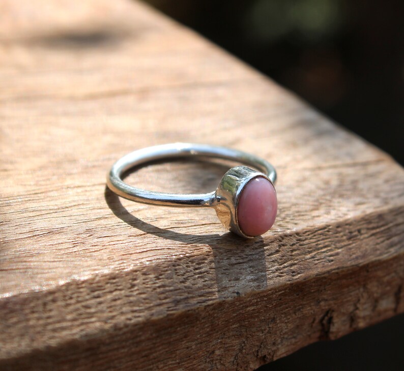 Gemstone Ring October Birthstone Ring Handmade Birthstone Ring Fine Jewelry Pink Opal Ring Gift Opal Gemstone Stacking Ring