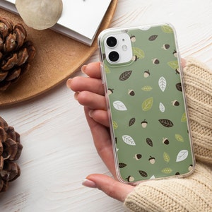 Funda para teléfono verde salvia Leafy TOUGH Cover compatible con iPhone 17 Pro Max, 16e, 15 Plus, 14, 13, XS y Samsung S25, S24, A56, Pixel 10, 9, 8A