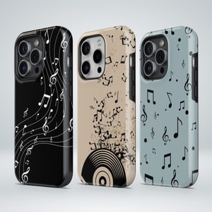 Music Phone Case Notes Vinyl TOUGH Cover fit for iPhone 17 Pro Max, 16e, 15 Plus, 14, 13, XS & Samsung S25, S24, A56, Pixel 10, 9, 8A