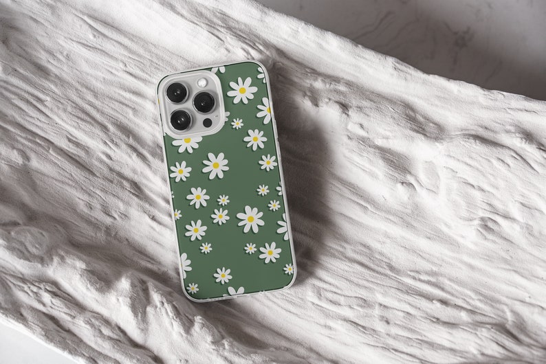 Daisy Phone Case Sage Green Floral TOUGH Cover Fit for iPhone 16 Pro