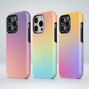 Telefoonhoesje met kleurovergang glanzend glanzend TOUGH-hoes geschikt voor iPhone 16 Pro Max, 15 Plus, 14, 13, 12, 11, XS en Samsung S25, S24, A56, Pixel 9, 8A, 7