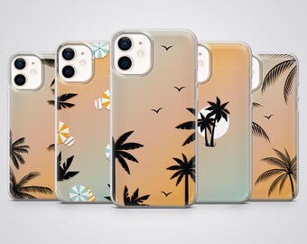 Palm Tree Phone Case Beach Sunset Cover fit for iPhone 17 Pro Max, 16e, 15 Plus, 14, 13, 12, XS & Samsung S25, S24, A56, Pixel 10, 9, 8A